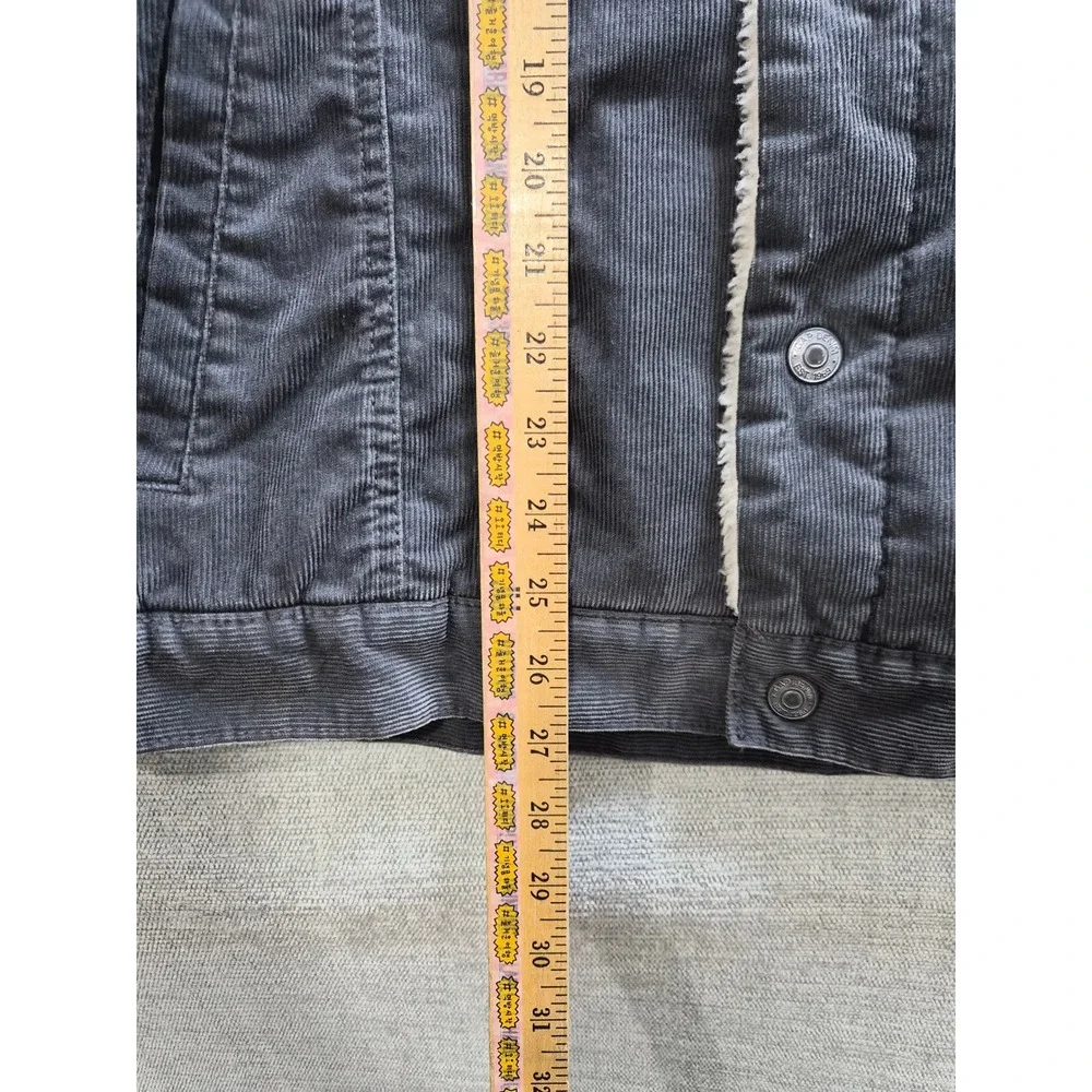 Gap for Good Corduroy Trucker Jacket Men Large Charcoal Gray Sherpa Lined Collar